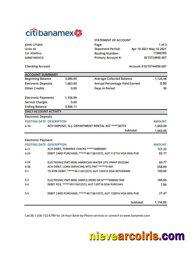 Mexico Citibanamex excel